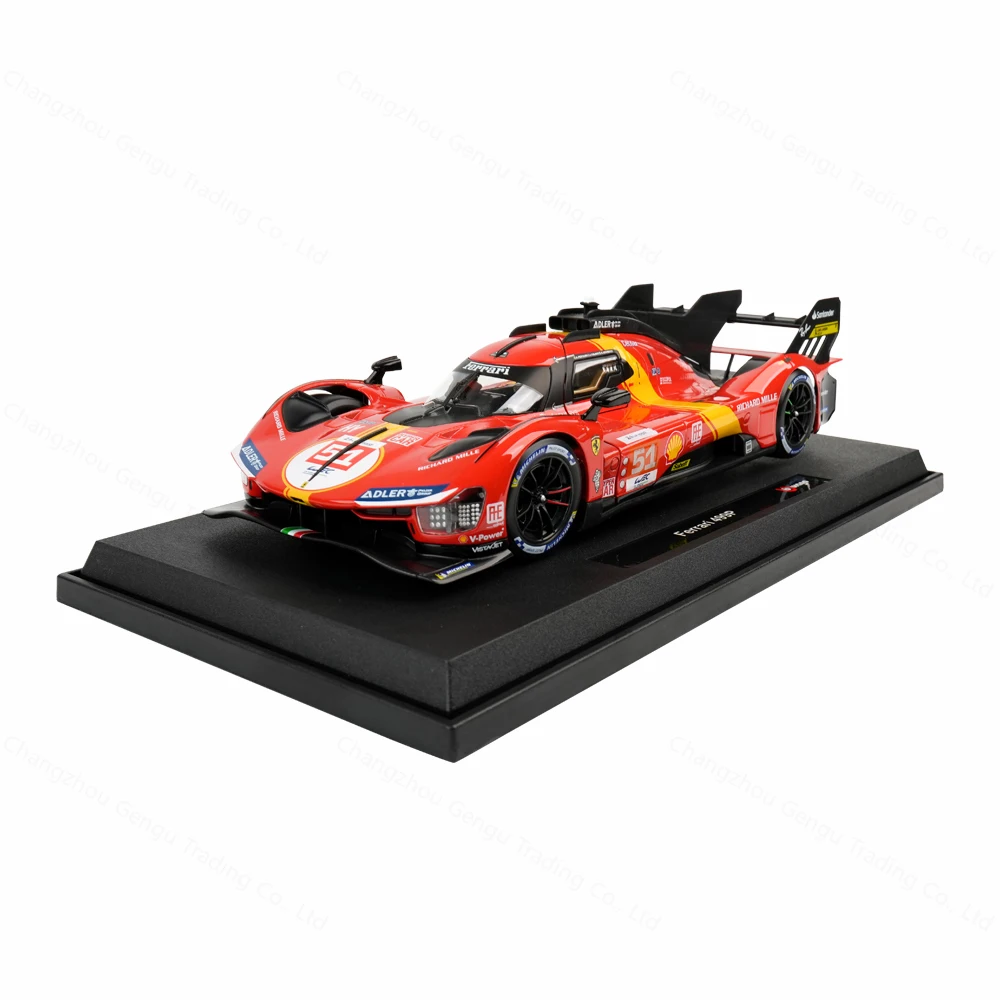 Bburago 1:18 Ferrari 499P LMH 2023 24H LEMANS CHAMPION Sports Car Static Simulation Die Cast Vehicles Collectible Model Car Toys