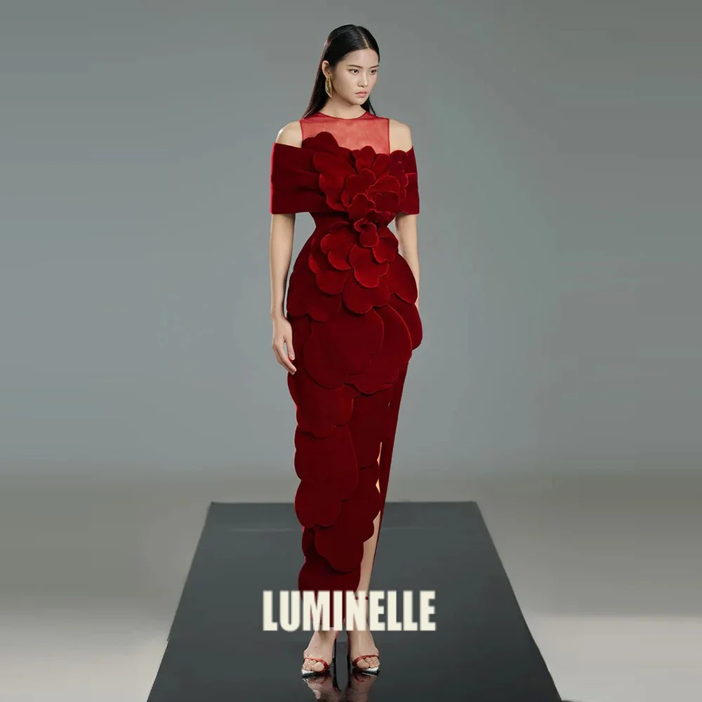 

Burgundy Velvet Evening Dresses With Appliques Side Slit Elegant Long Prom Dress 2026 Vintage Women's Formal Gowns Customized