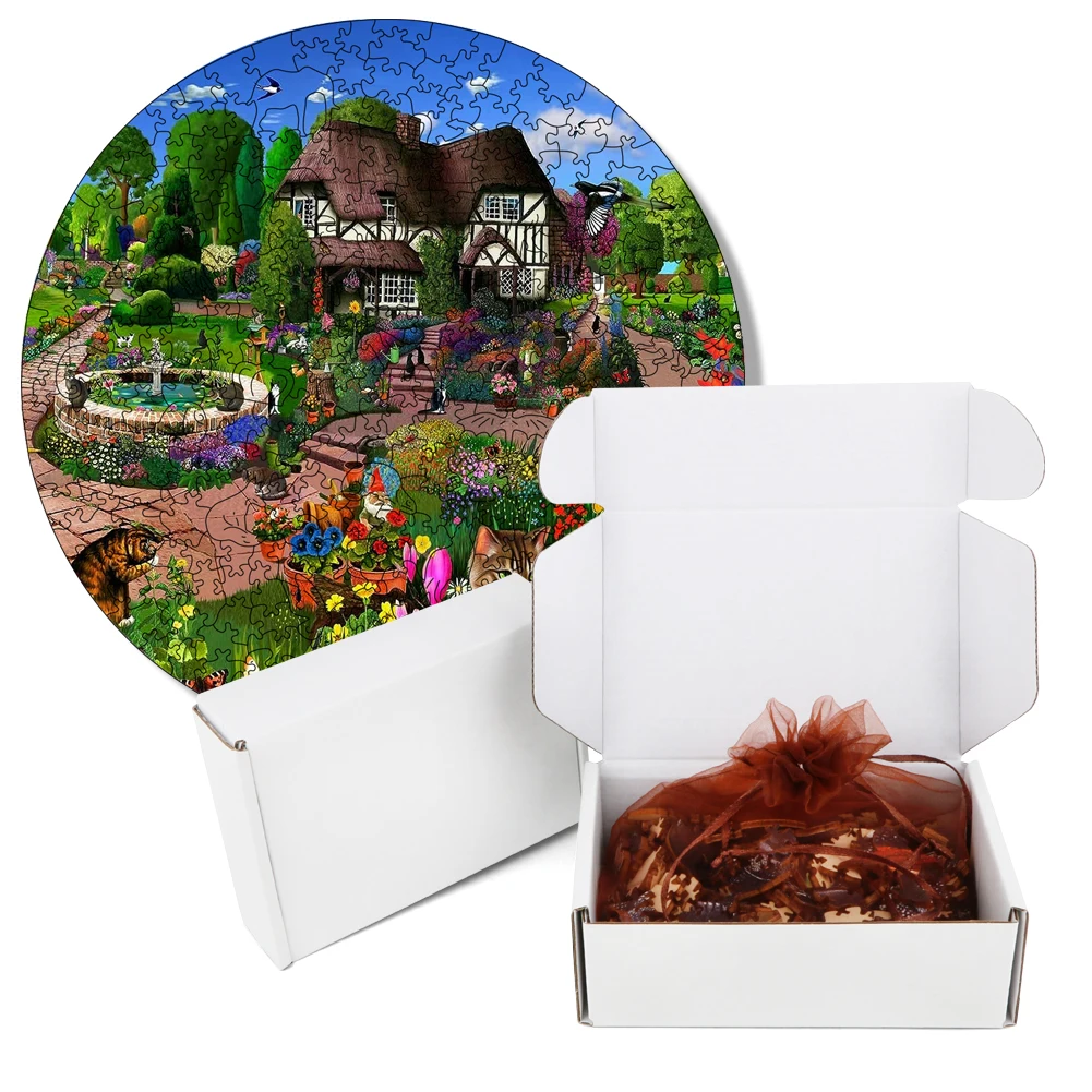 Puzzle 3D Le Chat dans le Jardin en Bois, Jeux de ix, Jouets pour Adultes, Puzzles en Bois, Jeu de Société, Paysages en Bois, Jouets pour Enfants