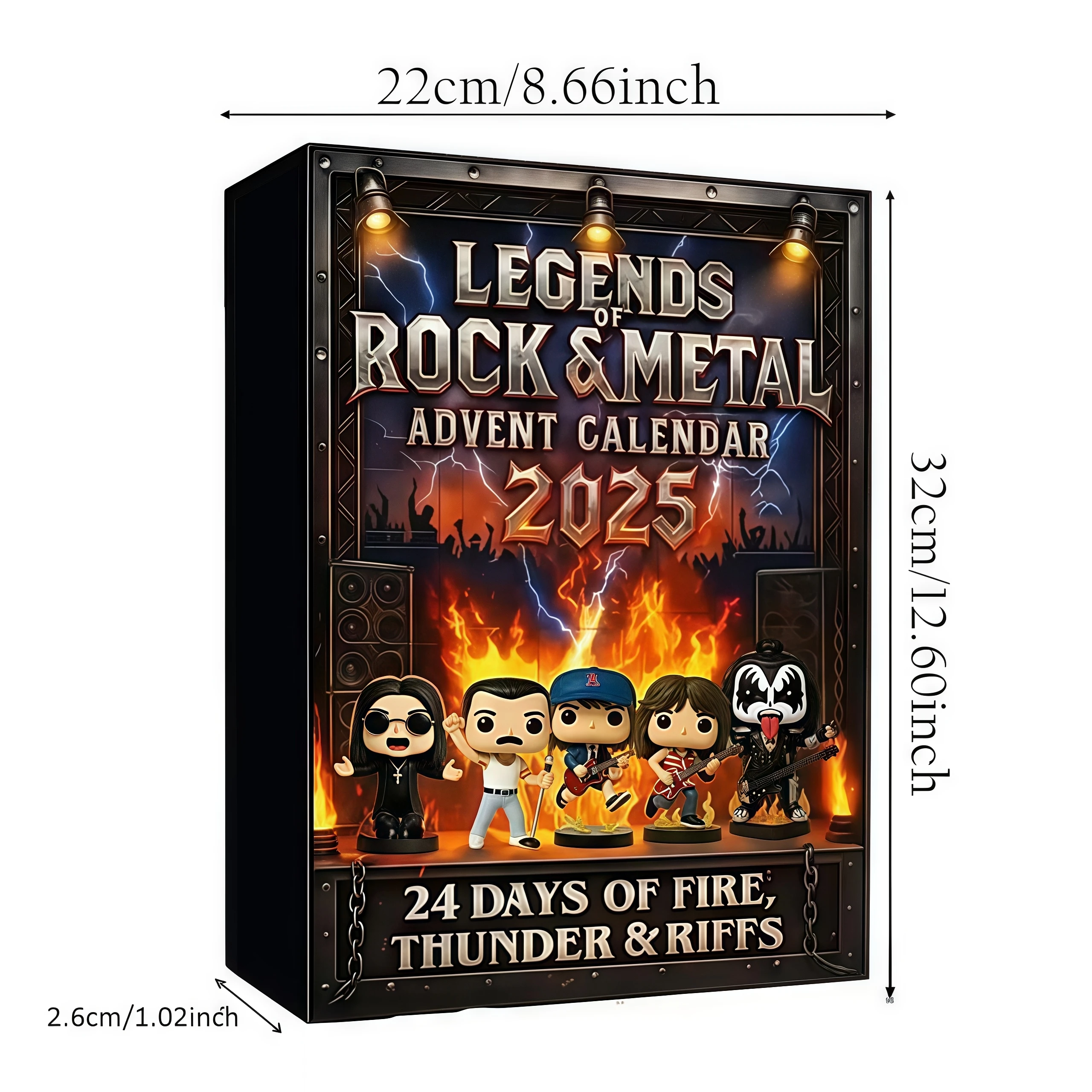 هدية تقويم القدوم من Rock and Metal مجموعة شخصيات الموسيقى المميزة من الأكريليك المسطح ثنائية الأبعاد مناسبة لهدايا عشاق الصخور والمعادن