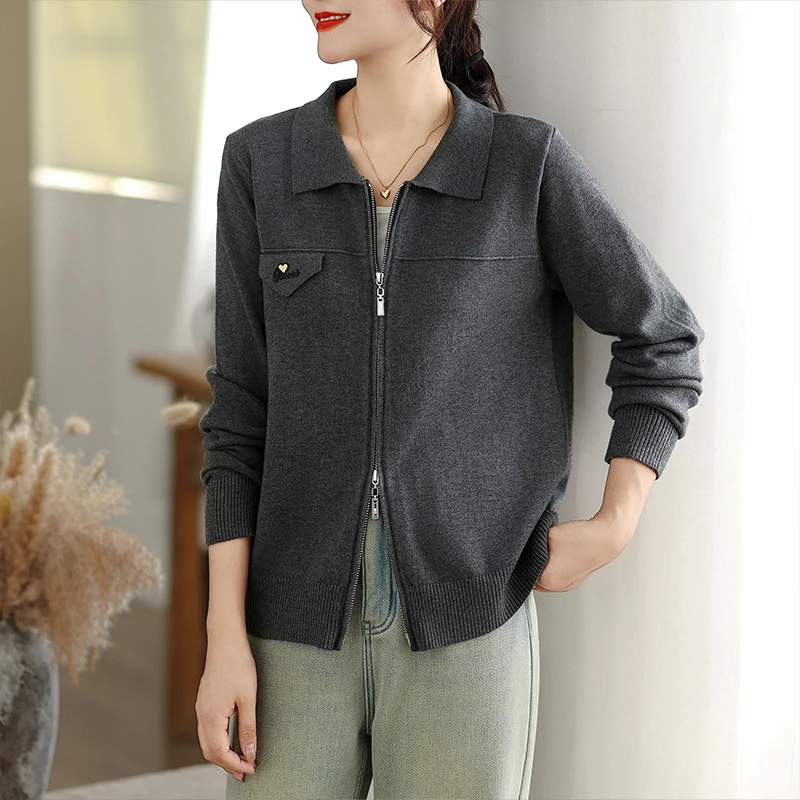Women's Knitted Open Cardigan Outerwear Spring Autumn Loose Fit Trendy ey Sweater Top Versatile Sle Early Autumn New Arrival