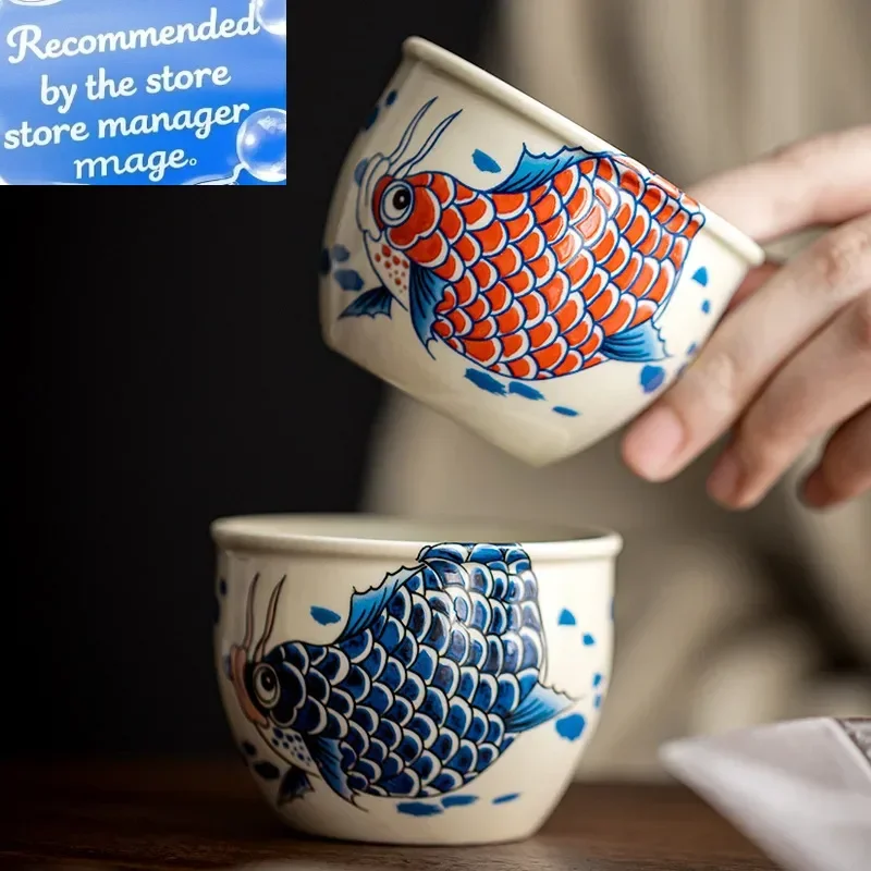 

Китайская чайная чашка Arowana, домашняя керамическая чашка, ретро чайный сервиз, аксессуары, портативная чашка для красоты, медитации, турецкие чайные чашки