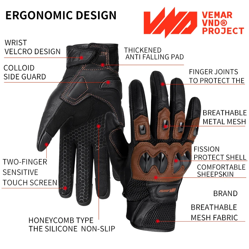 

Летние мотоциклетные перчатки C-15, черные гоночные перчатки из натуральной кожи с дышащей сеткой, защитные перчатки для езды на мотоцикле из углеродного волокна