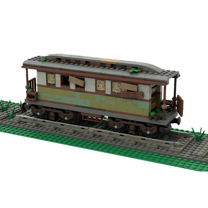 Retro Railway Trains Carriage MOC-103141 Abandoned Passenger Coach MOC Building Blocks Assembly Model Kid's Bricks Toys Gifts