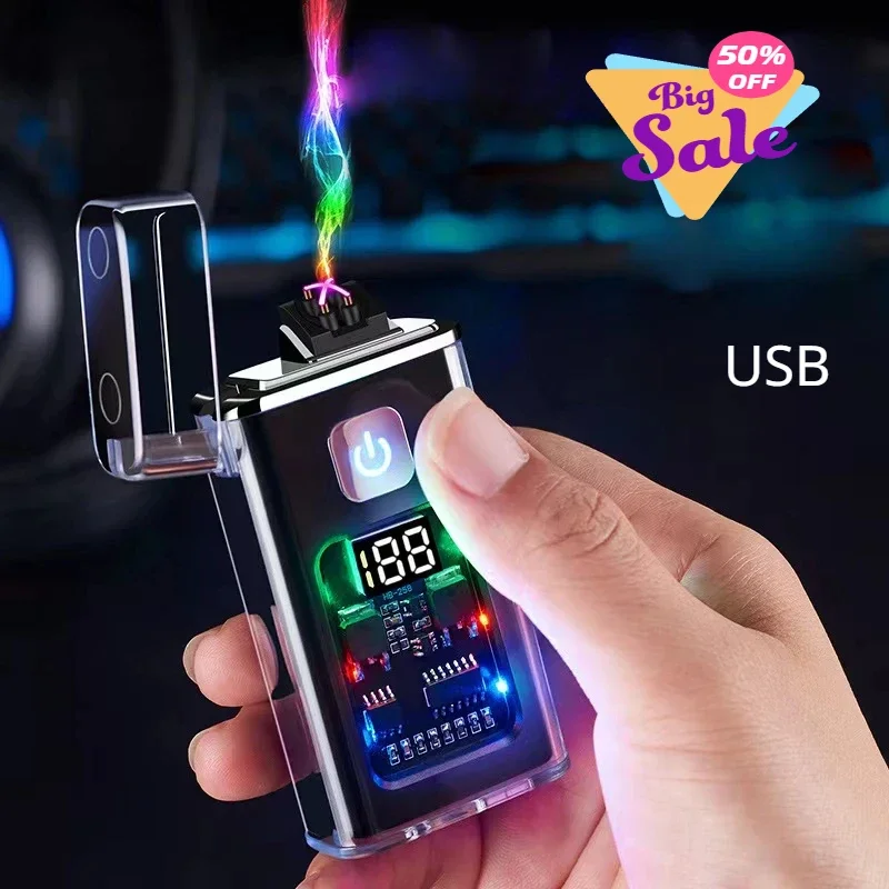 Unusual Lighter Stylish USB Rechargeable Electric Lighter  Windproof Plasma Lighters For Outdoor Camping Gadgets Fire Starter