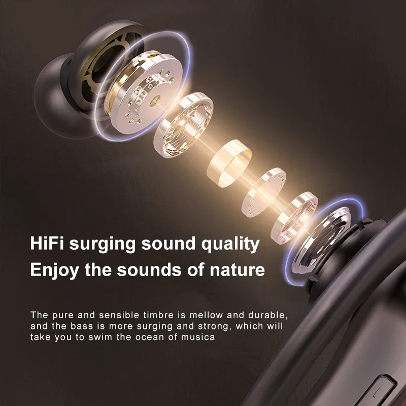 Q20TWS headphone nirkabel dengan suara HIFI, Earphone Bluetooth pengurangan kebisingan, Headset olahraga tahan air IPX7 dengan MIK ganda