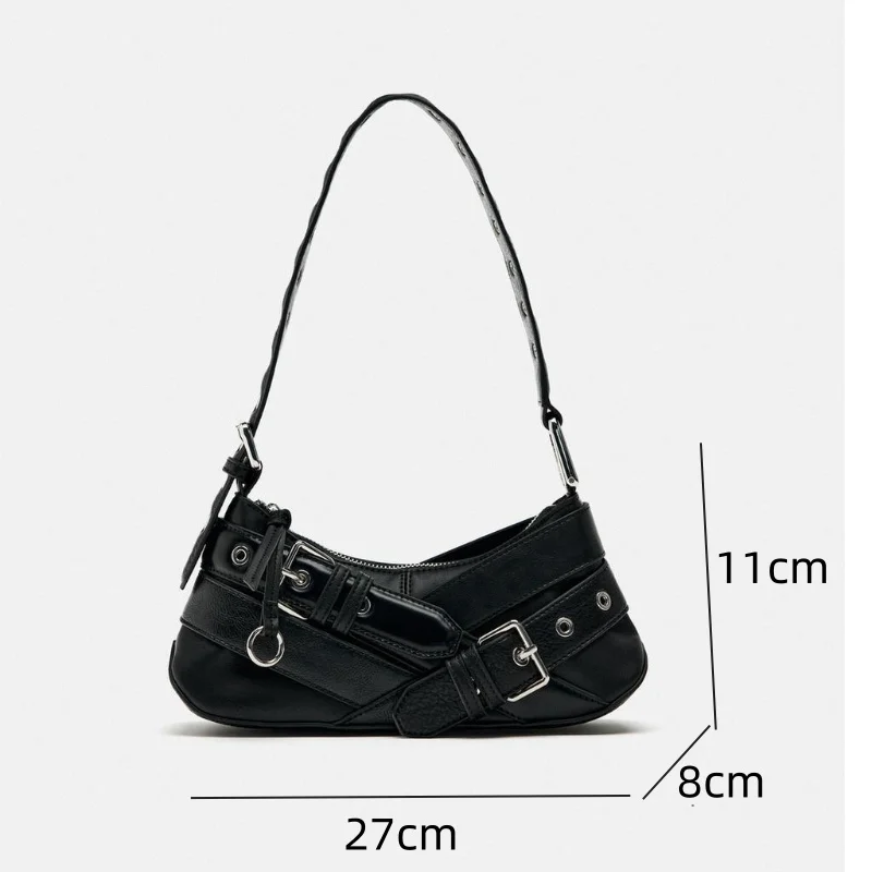 New Shoulder Bags Women\'s Bags Advanced Black Belt Decoration Axillary Bags Fashion Trend Leisure Versatile Small Square Bags