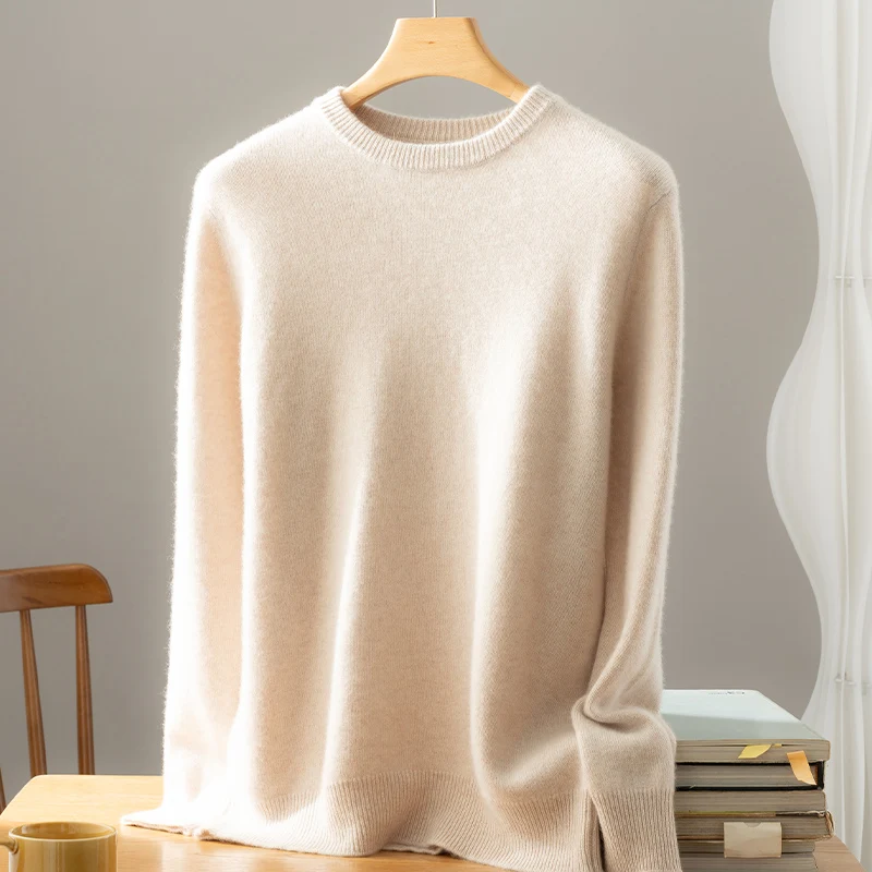 2025 New Men's 100% Cashmere Sweater Autumn Winter O-neck Thick Long Sleeve Pullover Smart Casual Basic Cashmere Knitwear Topss