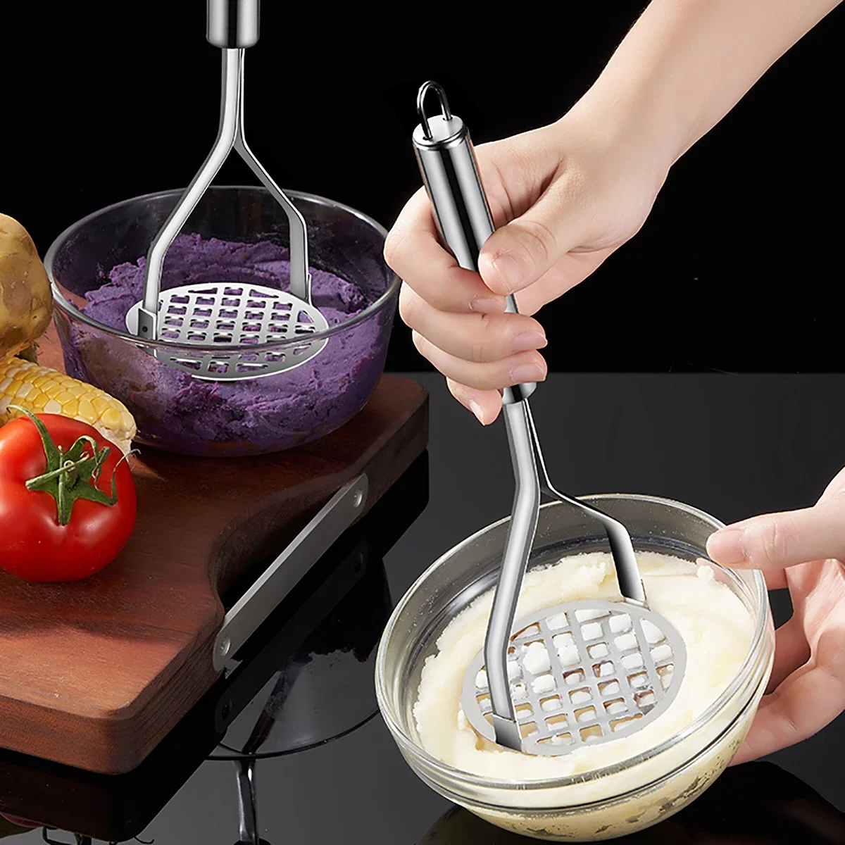 Stainless Steel Potato Mashers Ricers Masher Puree Purple Sweet Potata Pumpkin Grater Makers Tools Crusher Kitchen Acceesories