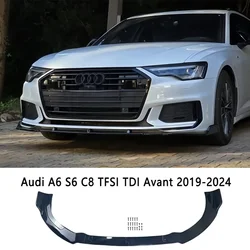 For Audi A6 C8 TFSI TDI Saloon / Avant 2019-2024 Car Front Bumper Lip Spoiler Splitter Diffuser Front Lip Chin Spoiler Bodykit