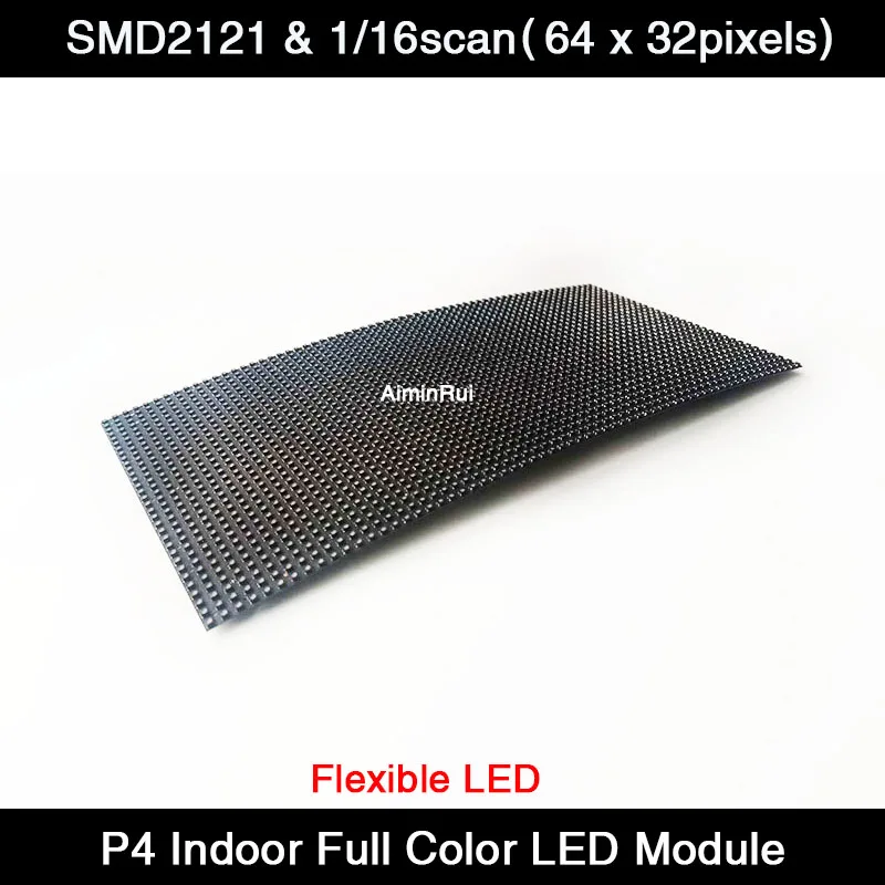 AiminRui High Resolution P4 Indoor 1/16 Scan 256*128mm 64*32 Pixels 3in1 RGB SMD Full Color LED Display Flexible Panel Module