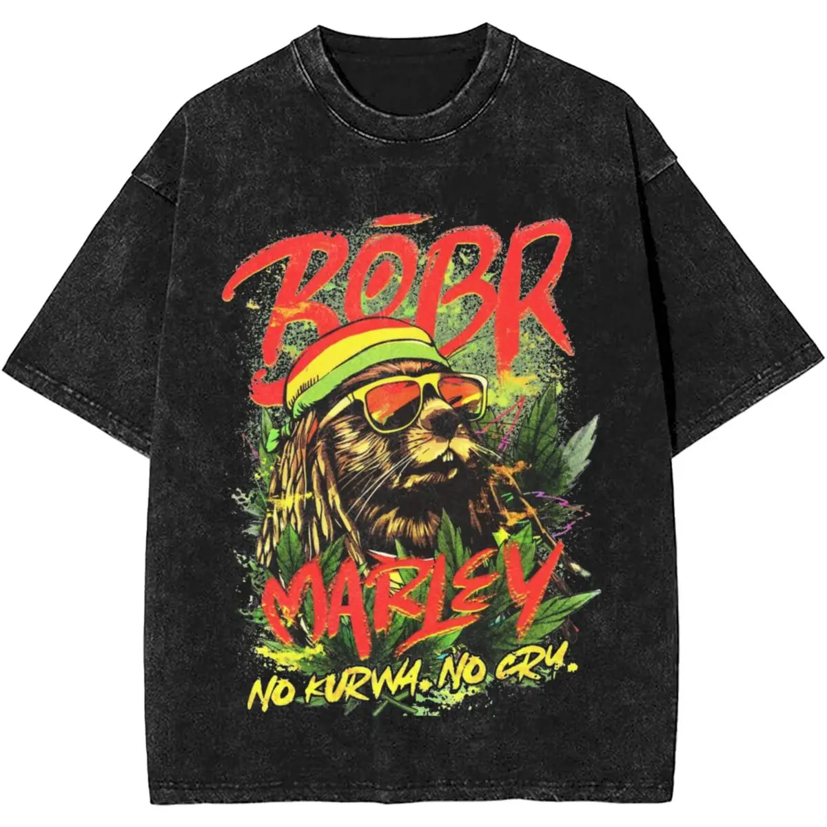 

Hip Hop Bobr Marley Bobr Kurwa Merch T Shirts Washed Style for Men Women Polish Beaver T-Shirt Novelty Top Tee Shirt Streetwear