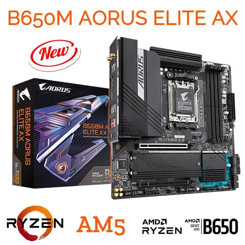 Go! B650 Motherboard AM5 Gigabyte B650M AORUS ELITE AX Double Channel AM5 slot Mainboard MAX-128GB Memory DDR5 Wi-Fi 6E PCIe