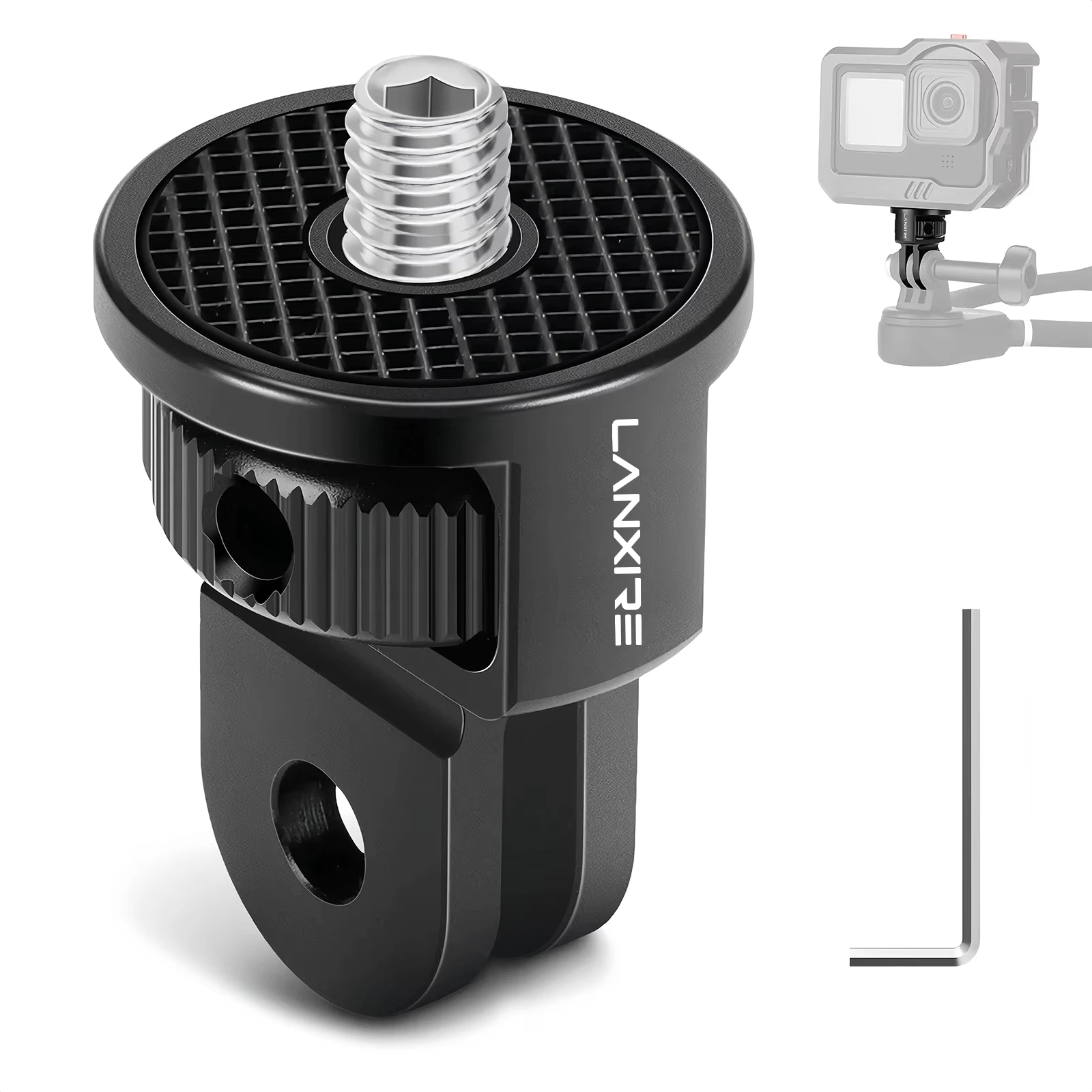 Lanxire 1/4" Actiecamera Bevestiging GoPro Hero 13-12 Insta360 X3-X4 DJI Pocket 3, Cold Shoe Adapter voor Telefoon Cage Rig
