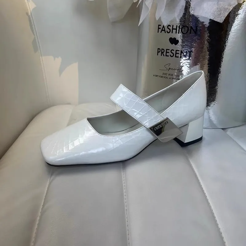 Women Mary Janes High Heels Shoes 2024 New Spring Elegant Chunky Party Shoes Ladies Pointed Toe Sexy Suede Pumps Wedding Mujer