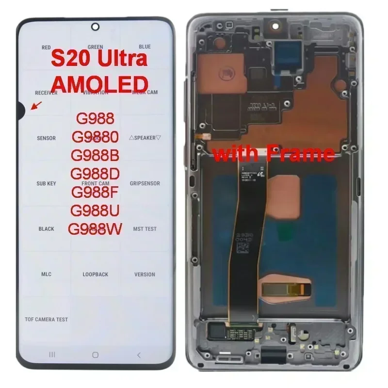 Samsung Galaxy S20 Ultra LCD G988 AMOLED Display Touch Glass Screen Digitizer Assembly for G988F G988B/DS G988U G988N Models