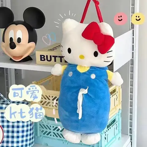 새로운 MINISO HelloKitty 고양이 티슈 상자 소녀의 심장 자동차 인형 일본 만화 보관 티슈 세트 생일 크리스마스 선물