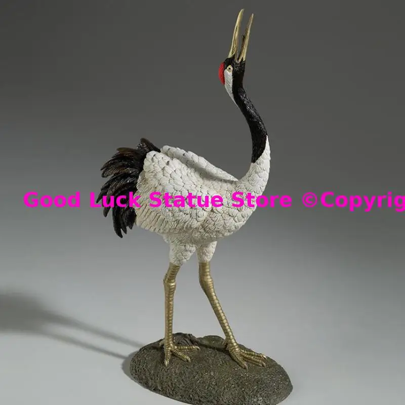 Amazing Lucky Divine Bird red-crowned crane ART BEST Business gift decoration COPPER Sculpture HOME Room OFFICE BAR CLUB decor