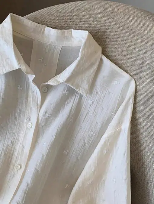 Blusa de mujer 2026 nueva primavera otoño Color sólido temperamento cuello vuelto manga larga suelta ajuste Casual diario camisa con cordones