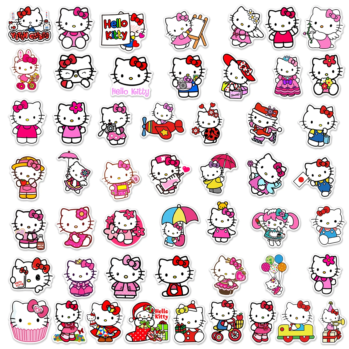 50/100Pcs Kawaii Cartoon Hello Kitty Stickers DIY Kids ToysLuggage Diary Scrapbook Car Stationery Decoration Girl Decals Gift