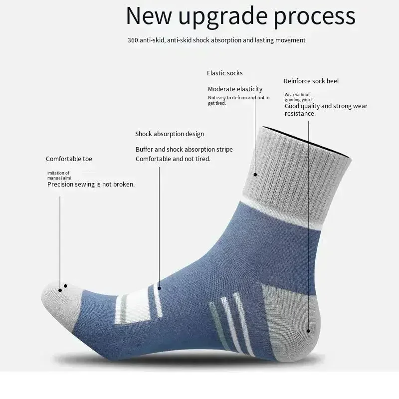 Men's Pure Cotton Socks Spring Striped Casual Socks Men's Anti-odor Antibacterial Business High Quality Sports Socks Meias