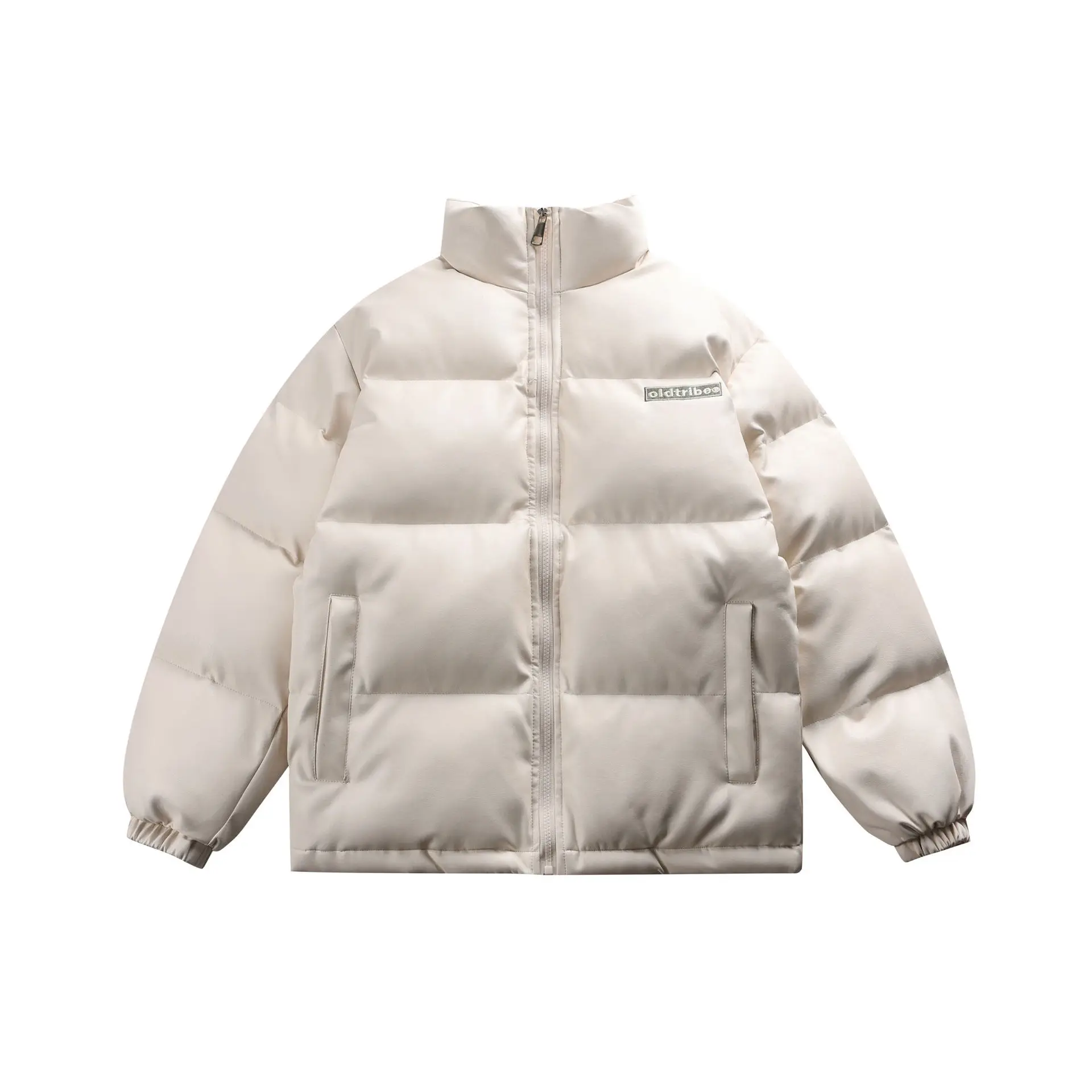 Parka matelassurera en coton pour hommes, pardessus chaud, veste thermique bouffante, pardessus en similicuir, coupe-vent, hiver