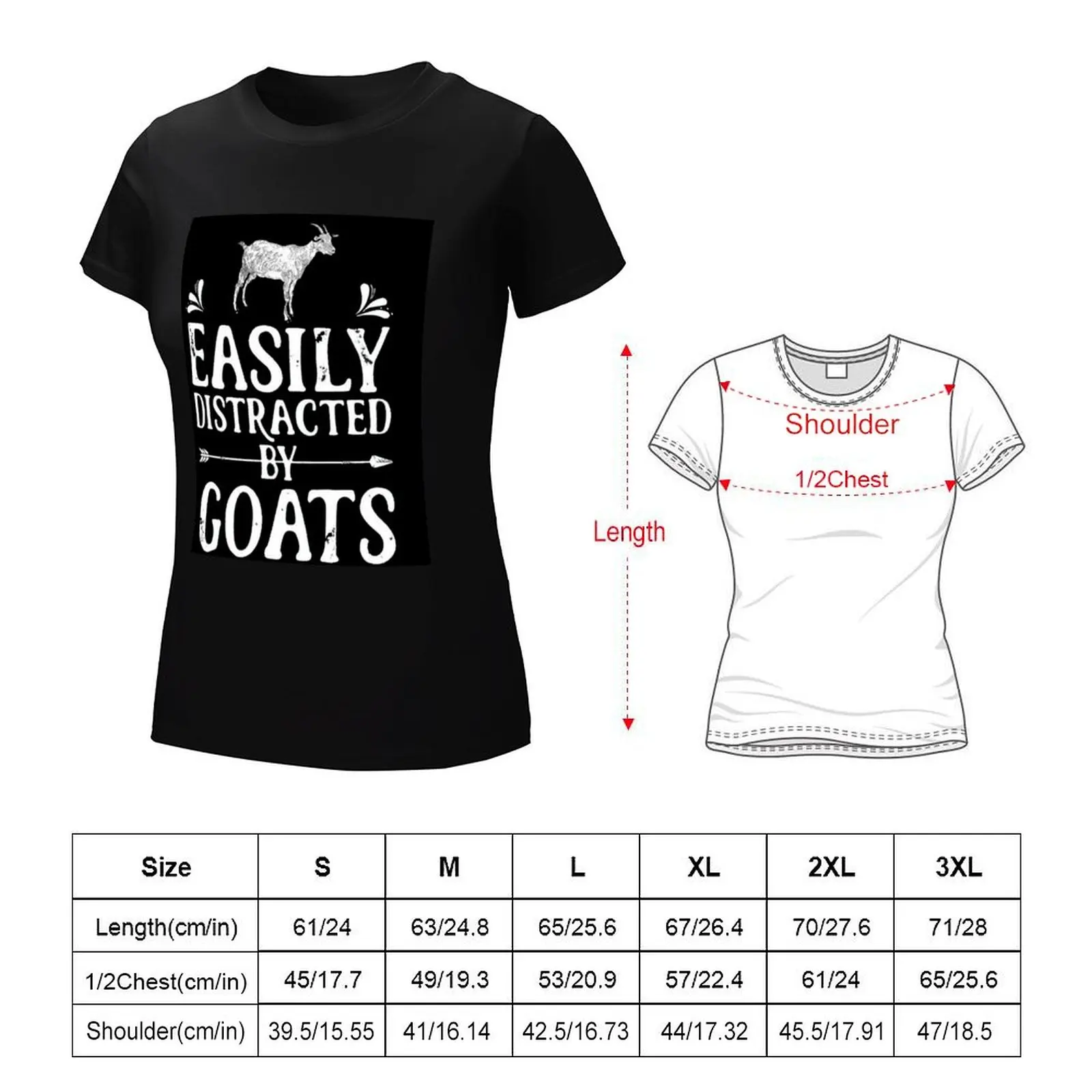 Easily Distracted By Goats Barn Life Farm Girl Funny Goat Lover Gift T-Shirt plain sweat Women t shirt