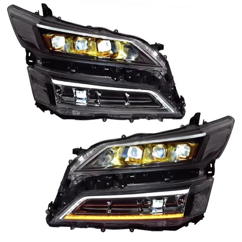 

For Toyota VELLFIRE High Quality LED Headlights 2015-20222019 2020 Upgrade New Three-eye Gold Headlight Dynamic Turn Signal