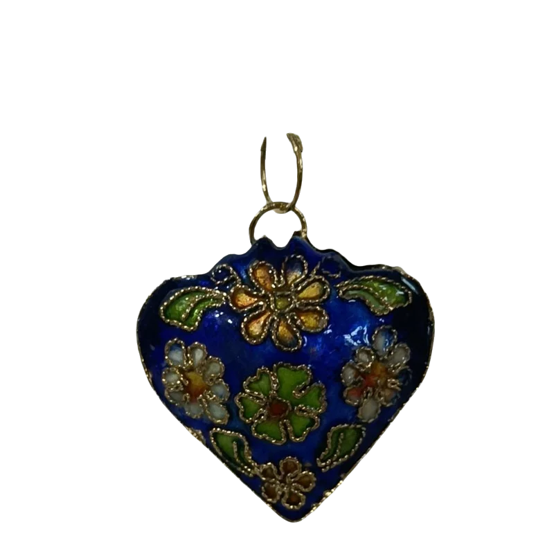 5pcs 3cm Large Cloisonne Heart Love Pendants for Women Jewelry Chinese Enamel Filigree Charms Traditional Handcrafts Accessories