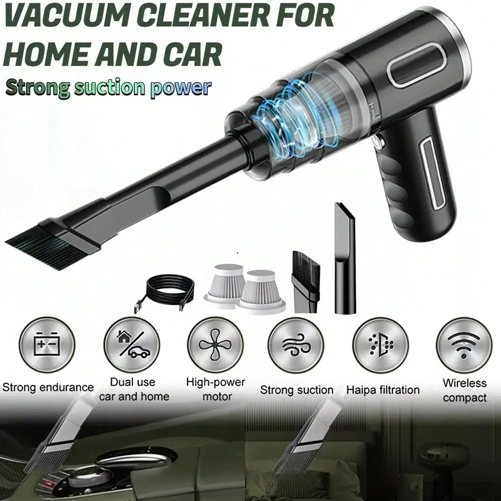 2-In-1 Cordless Handheld Vacuum (5000Pa): USB Charging, For Car/Home/Office/Computer Cleaning