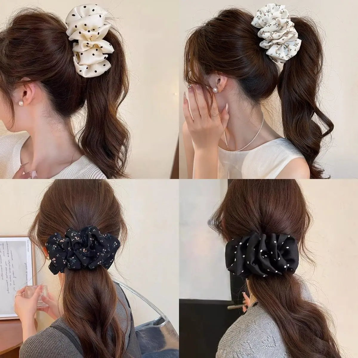 

New Fluffy Cloud Hair Clip Korean Sweet Aesthetic Volumizing Hair Accessories for Women Cute Bow Hairpins with Polka Dot Pattern