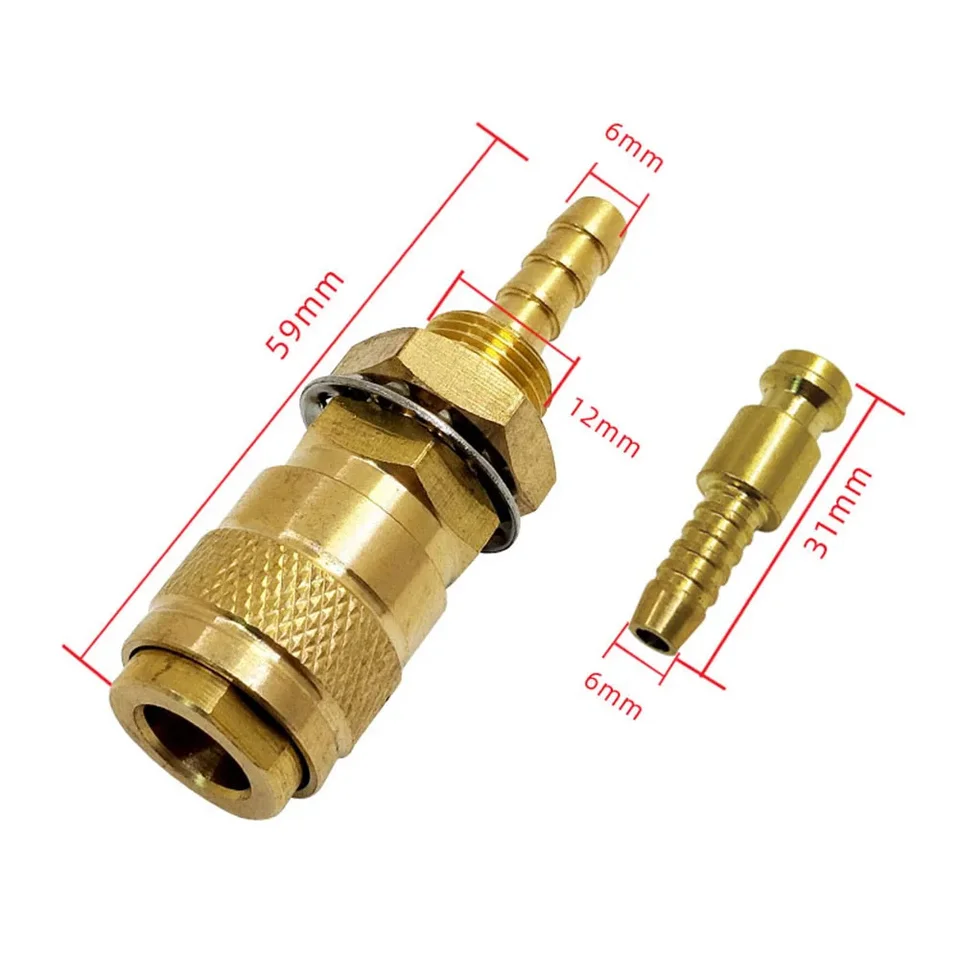 Juego De 6 Conectores Rápidos De Latón Para Gas Y Agua – Diámetro 8 Mm, Compatibles Con Máquinas TIG 12, 18, 20 Y 27