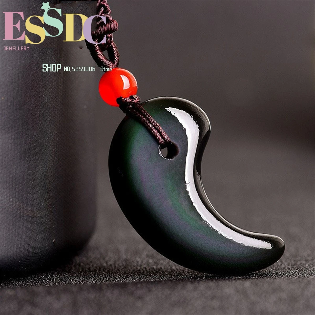 Natural Rainbow Eyes Obsidian Pendant Tai Chi Buckle Men and Women's Lifetime Couples Gouyu Necklace Five Element  Jewellery