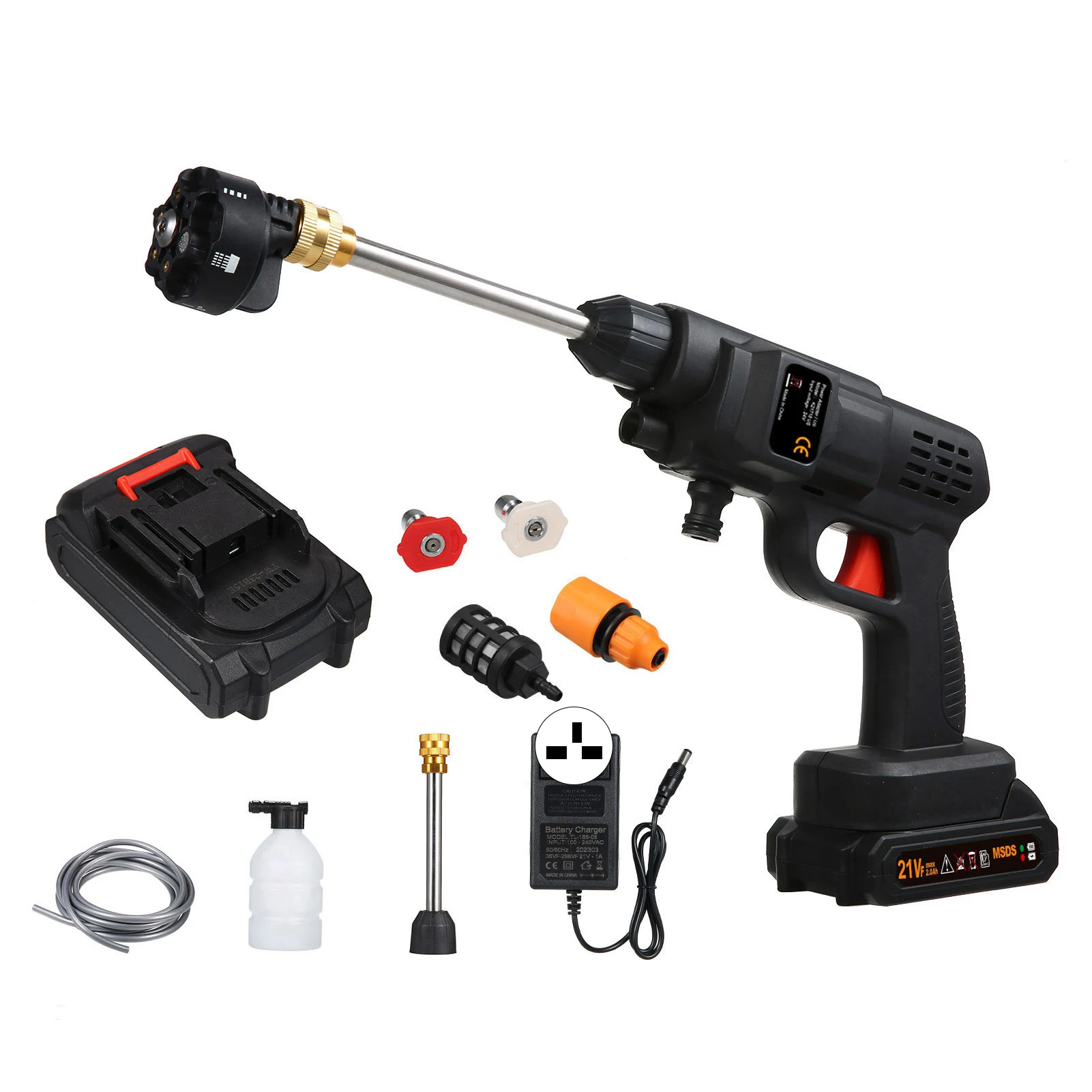 

Car Pressure Washer with Battery and Cordless Power Washer 60Bar 300W High Power Washer with Toolbox