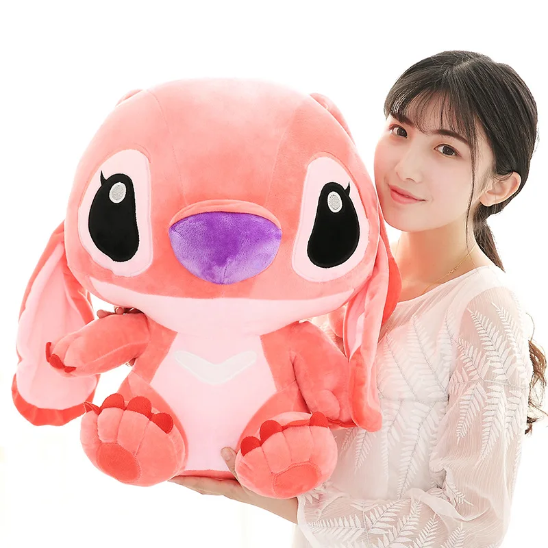 MINISO-Poupées en peluche de dessin animé Disney pour enfants, jouets d'anime CAN o and Stitch, cadeau de Noël, bleu, rose, 35cm