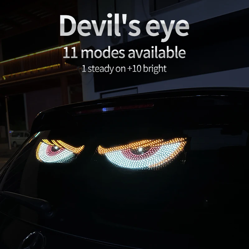 Dynamic car expression light LED display Devil's eye decorative light USB Suitable for truck SUV car front and rear glass light