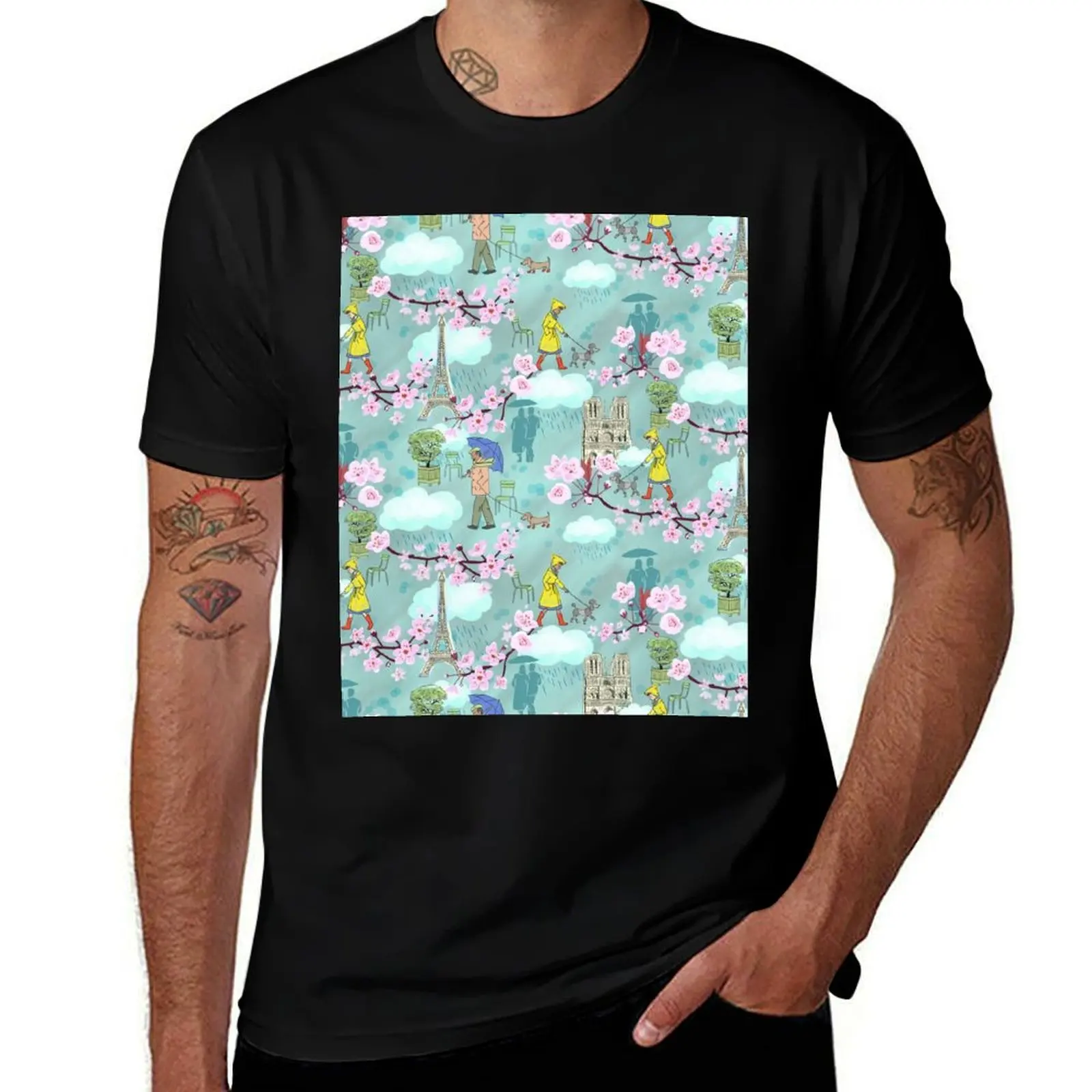 April Showers in Paris T-Shirt Large Size Loose Casual Tee T-Shirt