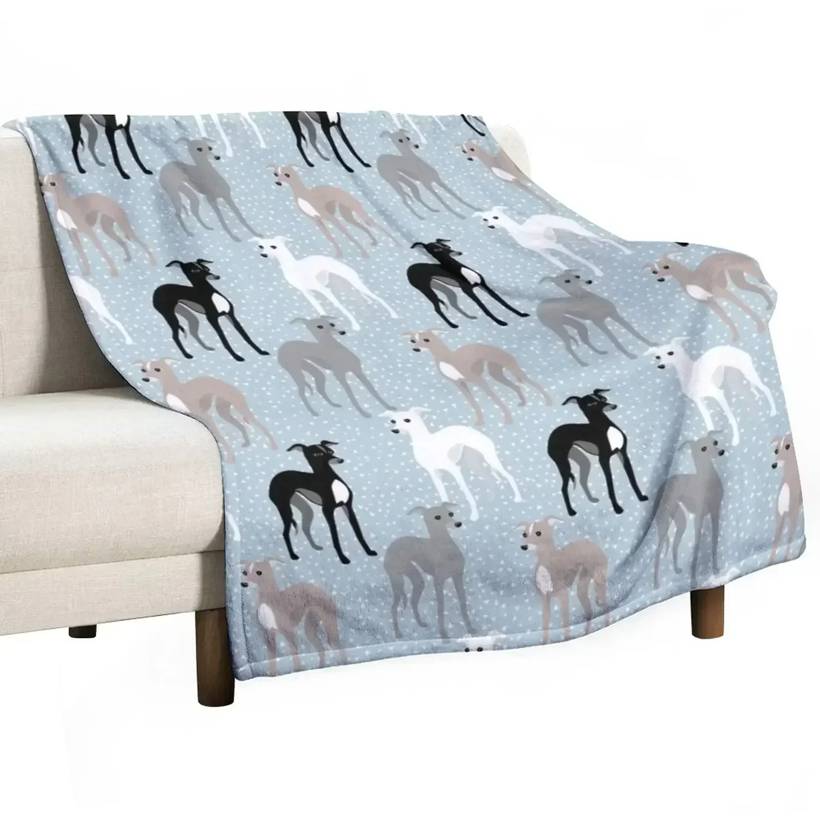 

Italian Greyhounds Mid-Century Modern Pattern Throw Blanket wednesday Cute Plaid Blankets For Sofas christmas gifts Blankets