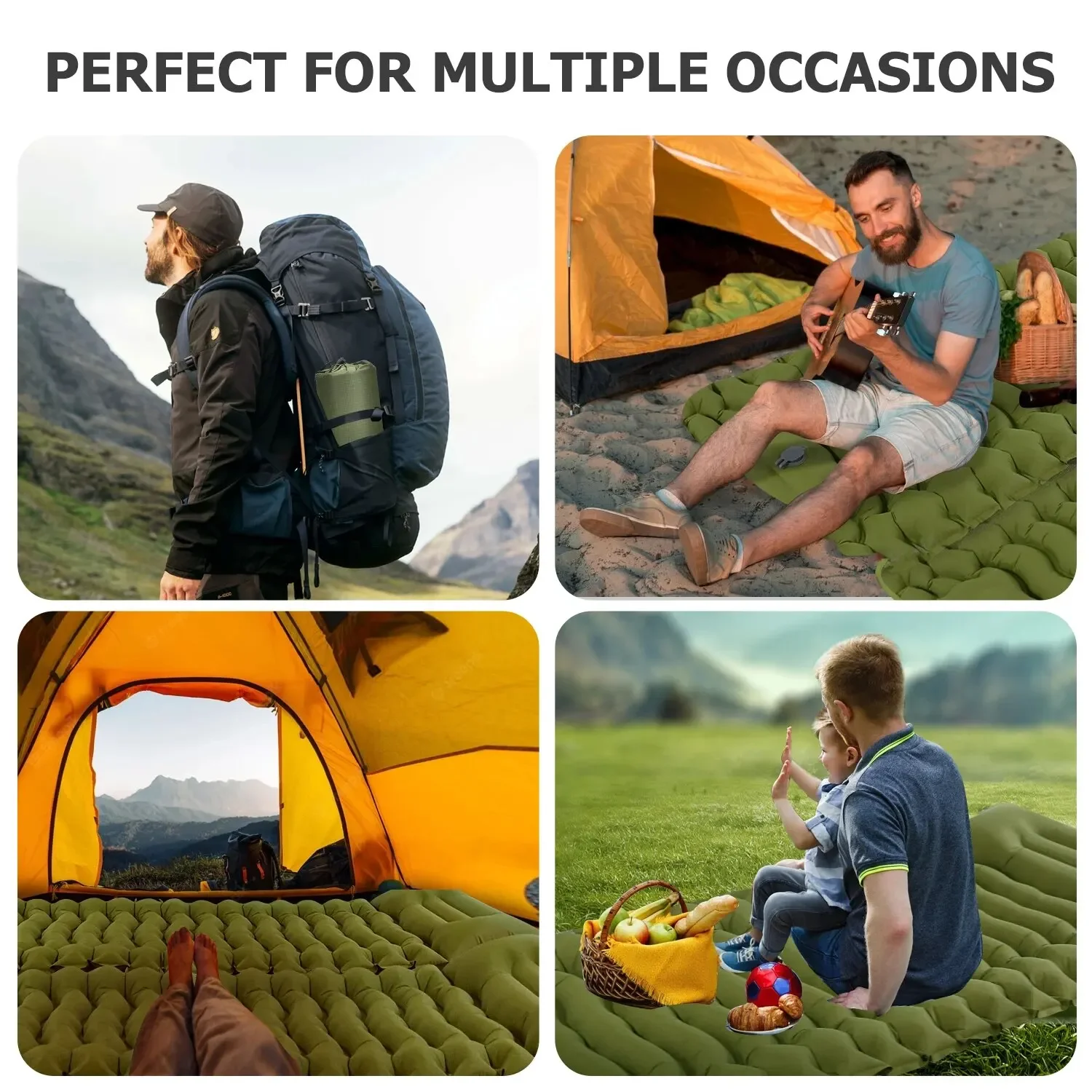 

Extra Thick Self-Inflating Mat - Compact Outdoor Sleeping Pad, Waterproof Air Mattress for Camping & Backpacking