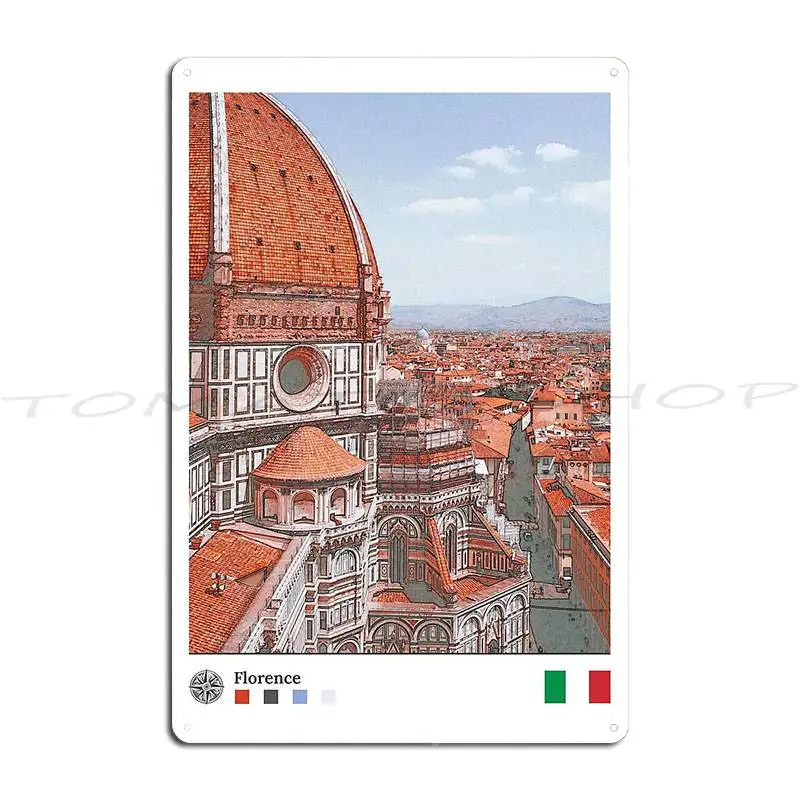 Florence Italy City Metal Plaque Poster Wall Decor Cave Wall Cave Cinema Designer Tin Sign Poster