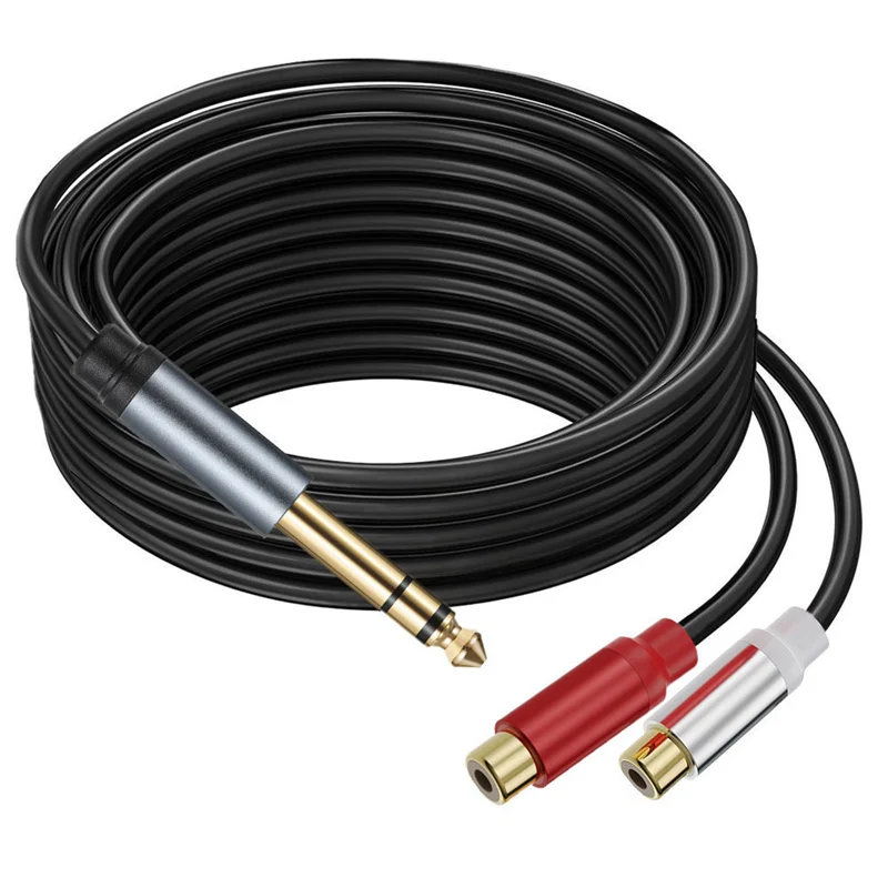 6.35 mm to 2RCA Cable, Gold Plated 6.35mm 1/4 inch Male TRS to Stereo 2 RCA Female Splitter Audio Adapter Cable 0.3m 1.8m 3.0m