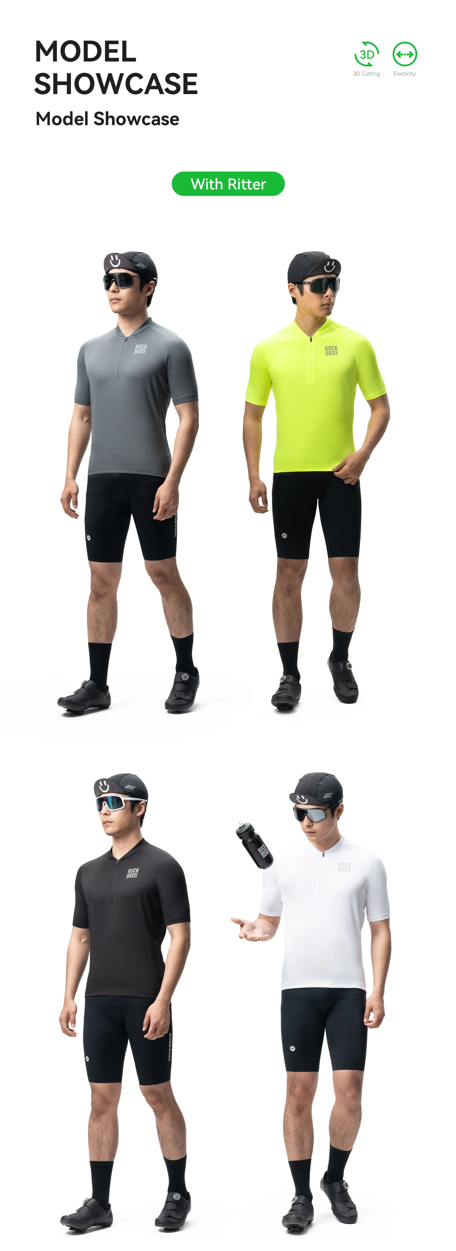 ROCKBROS Fahrradtrikot Atmungsaktive MTB-Fahrradbekleidung Herren-Oberteile Kurzarm Sommer Radfahrerbekleidung Leichte Fahrradkleidung – Detail 6