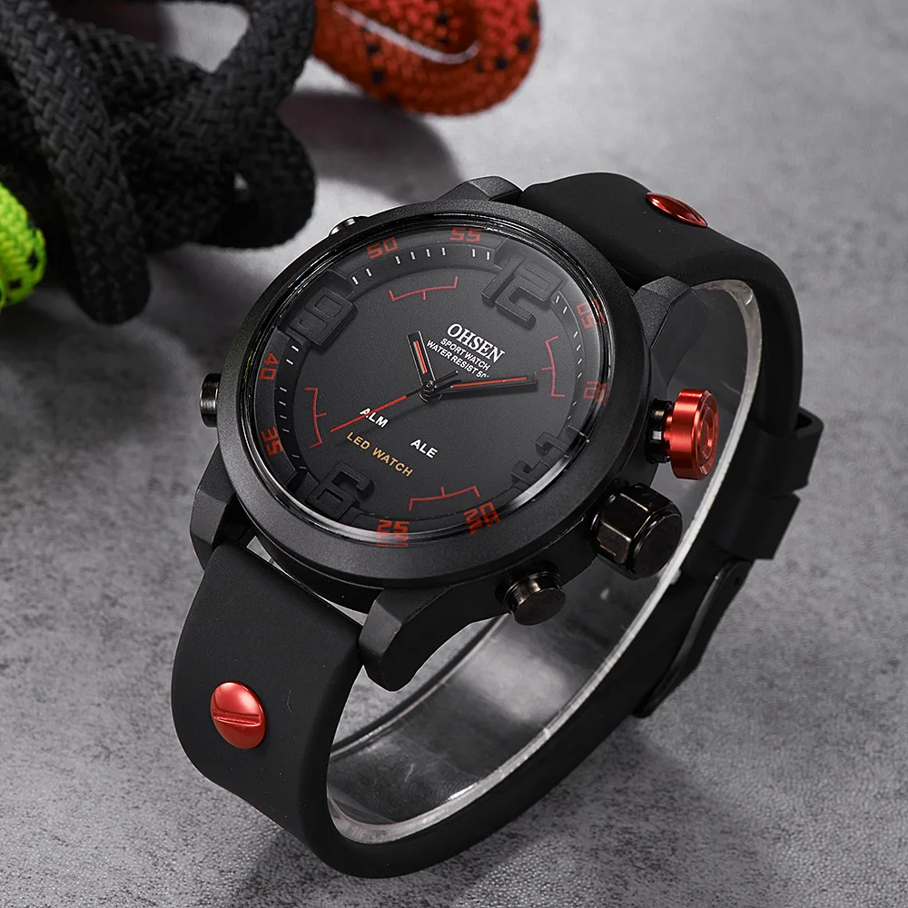 Orologio sportivo da esterno per uomo orologi da polso digitali militari neri impermeabili Relogio Masculino orologi tattici al quarzo Dual Time