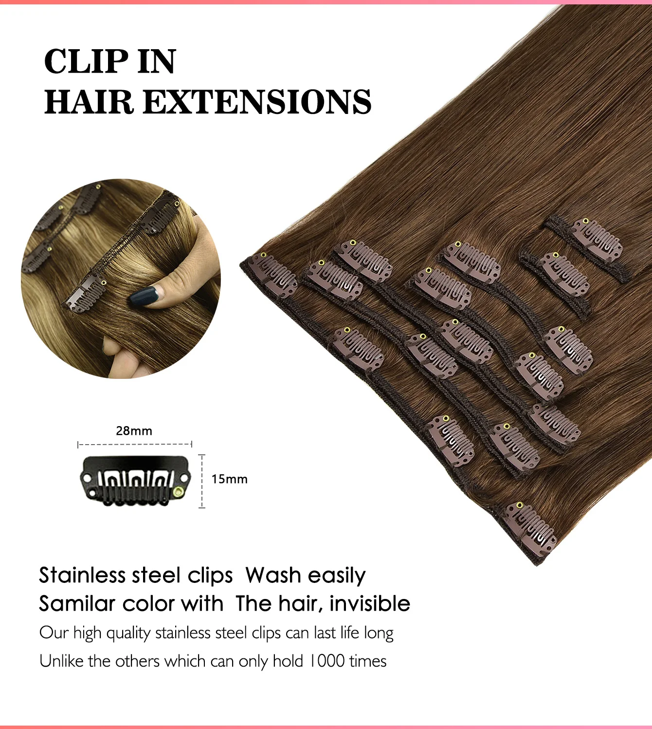 本物の人毛エクステンション 7 個クリップヘアエクステンション人毛 120 グラムダブル横糸ヘアエクステンション人毛女性のための