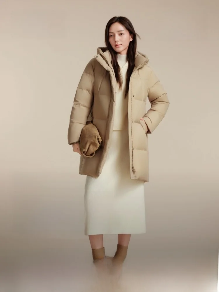 

Bosideng New Women's Puffer Jaet Casual Thi Warm Long Hooded Faionable Versatile Modern Sle Regular Fit Du down Coat