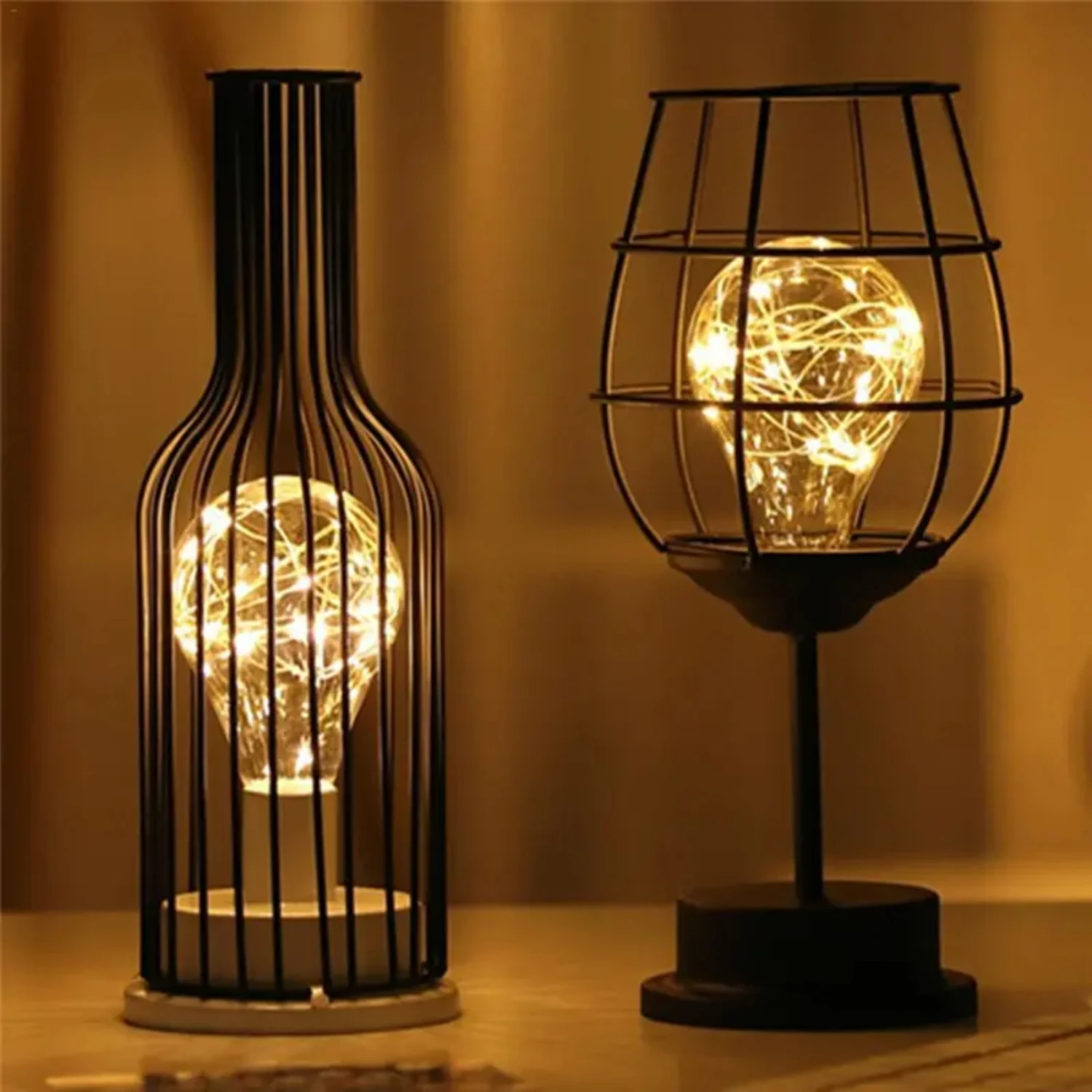 Art LED Table Lamp Night Light Bedroom Retro Iron Decoration