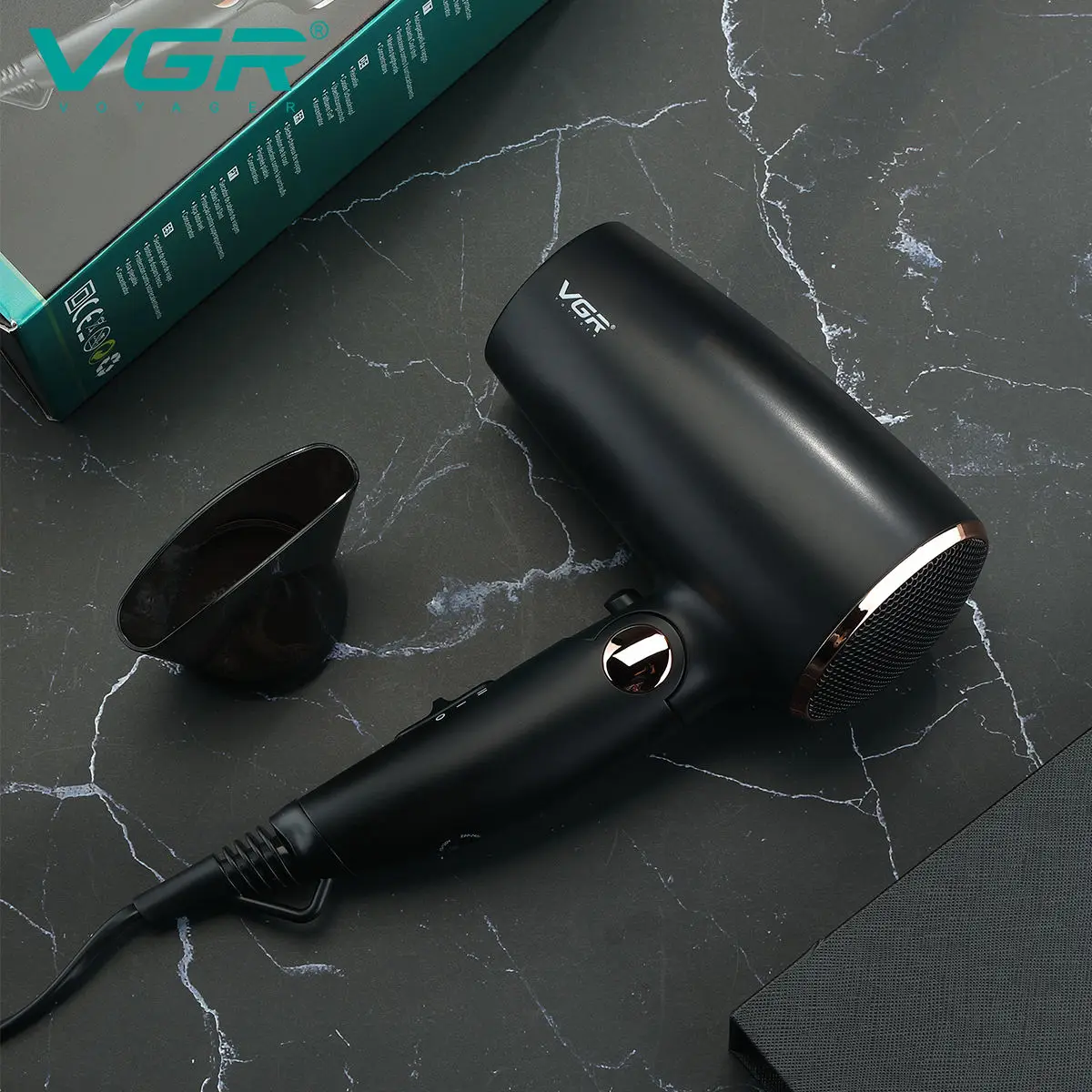 VGR Powerful Motor DC Mini Low Noise Professional Fast Dry Electric Travel Hair Blow Dryer with Foldable Handle