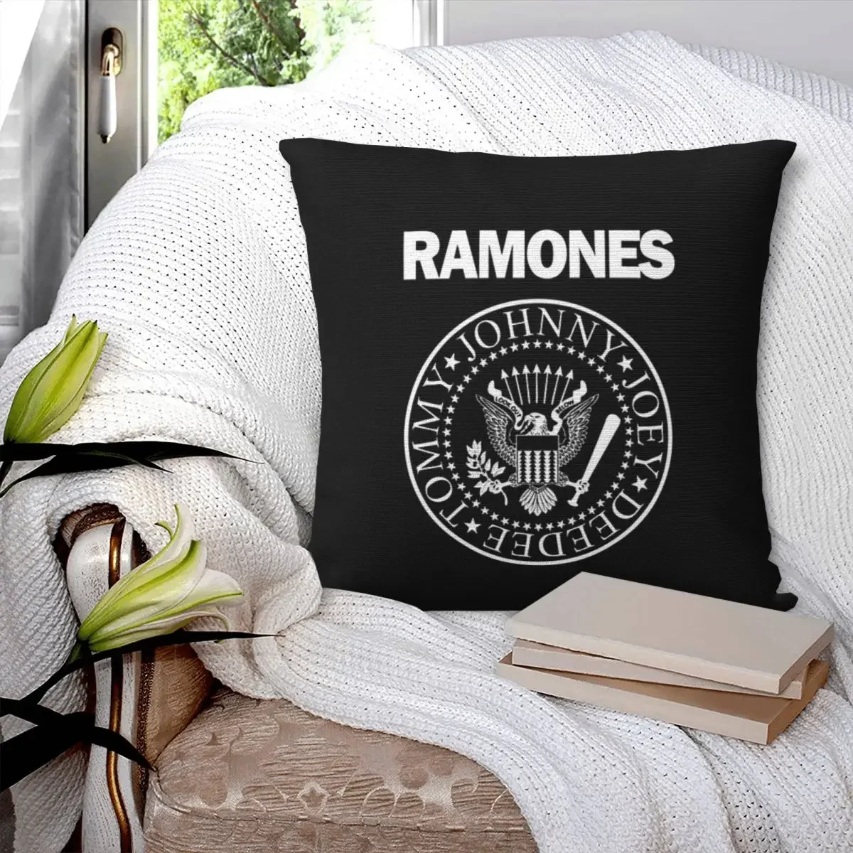 

The Ramone Merch Square Pillowcase Pillow Cover Polyester Cushion Zip Decorative Comfort Throw Pillow for Home Sofa