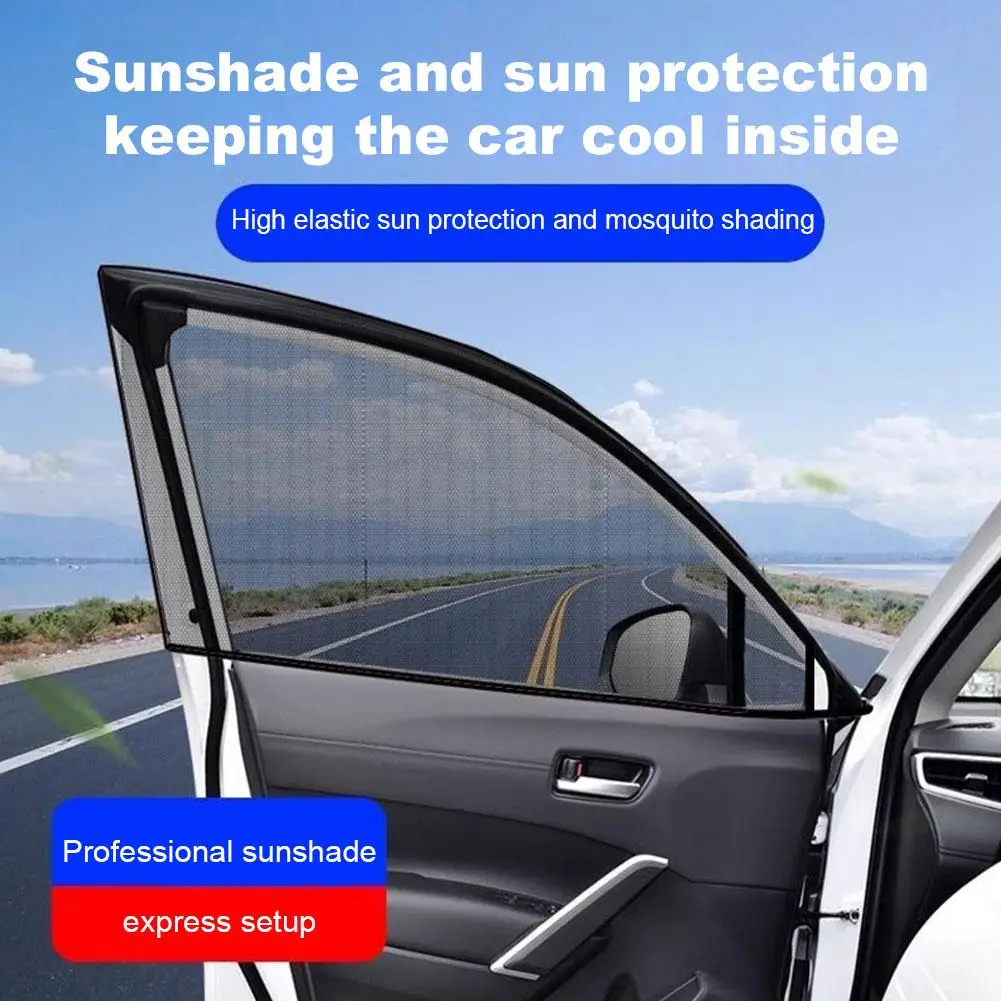 2PCS Car Window Screen Door Cover UV Protection Sunshade Net Car Front And Rear Sunshade Auto Parts Sun Shade For Car Windo R2A9