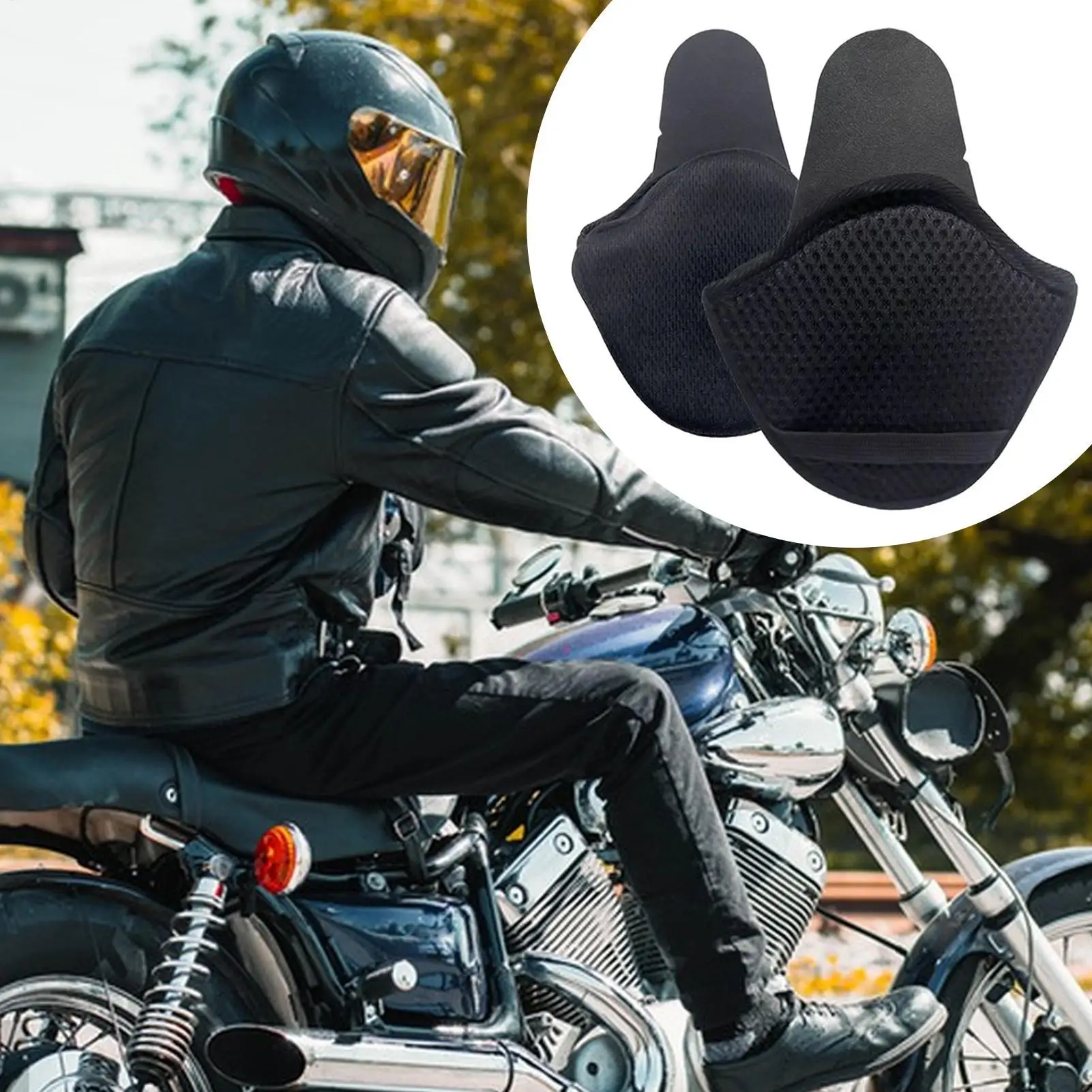 1 çift motosiklet kaskı kulaklıklar çıkarılabilir rüzgar blokları kask kulaklıklar dayanıklı kış sıcak rüzgar geçirmez ve gürültü azaltma